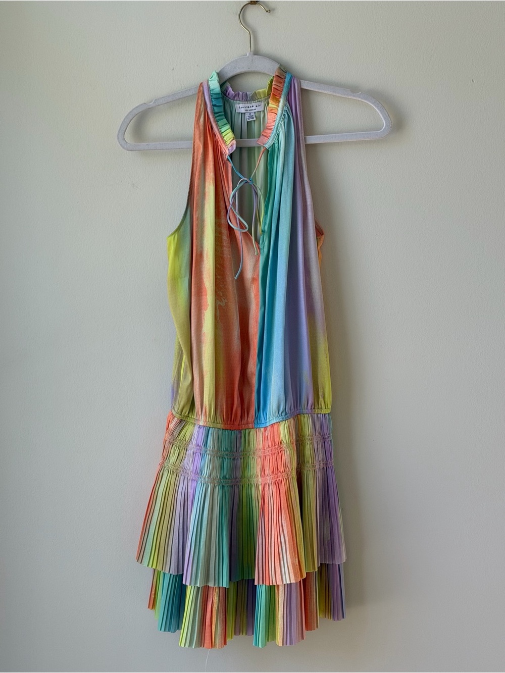 Current Air Cara Pleated Mini Dress Pastel Rainbow Colorful Size Medium Swing - Picture 4 of 16